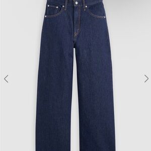 Levi's Women's Flare & Wide Leg Jeans - Dark Blue Cinch Waist Baggy Dark Denim